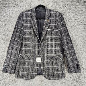 Proper Pair Jacket Mens XL Gray Plaid Long Sleeve Blazer *NWT*